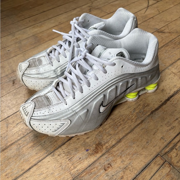 Nike Shoes - Nike Women’s White and Neon Yellow Athletic Shox Sneakers